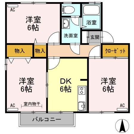 ヴェルフィーユABC(3DK/1階)の間取り写真
