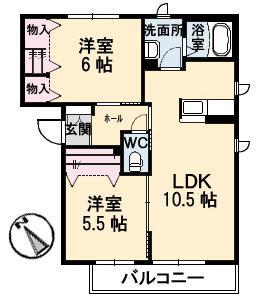 グランステージ(2LDK/3階)の間取り写真