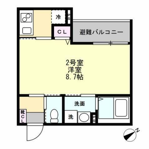 ベイルーム矢部リエート(1K/2階)の間取り写真