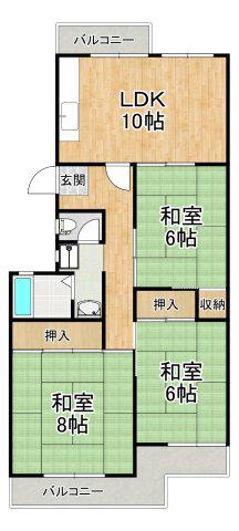 新檜尾台第2次 5号棟(3LDK/5階)の間取り写真