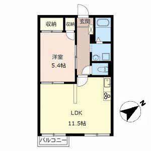 タウニイ塩屋(1LDK/2階)の間取り写真