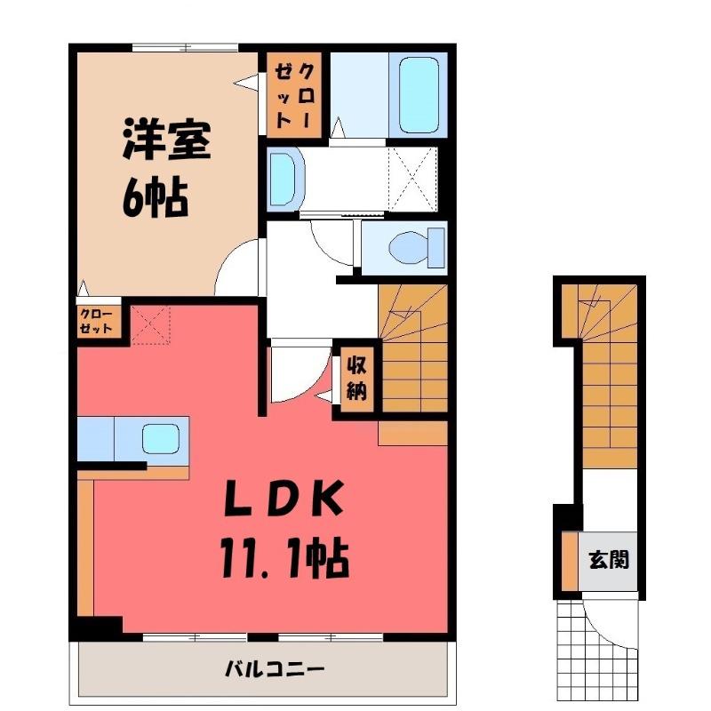 シュティルA(1LDK/2階)の間取り写真