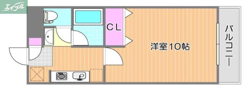 ピュアベルデ奥田本町(1K/1階)の間取り写真