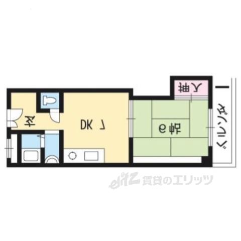 パレス松原(1DK/5階)の間取り写真