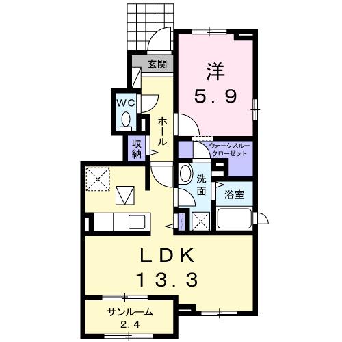 サニーレジデンスB(1LDK/1階)の間取り写真