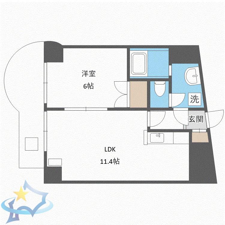 プレミエール円山(1LDK/4階)の間取り写真