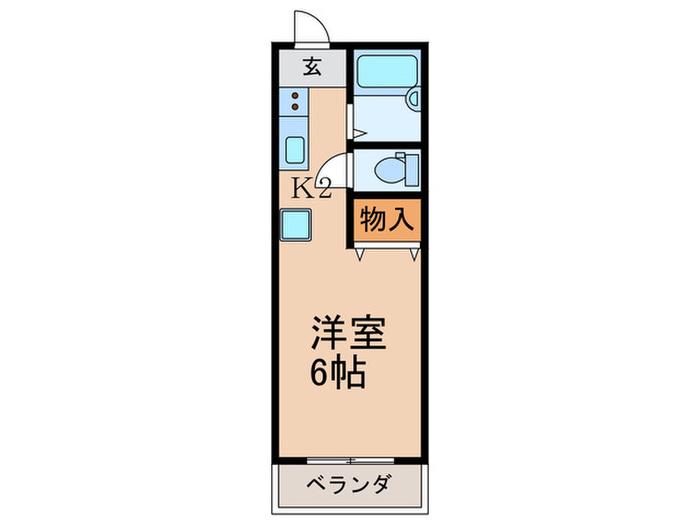 シャトルK(1K/2階)の間取り写真