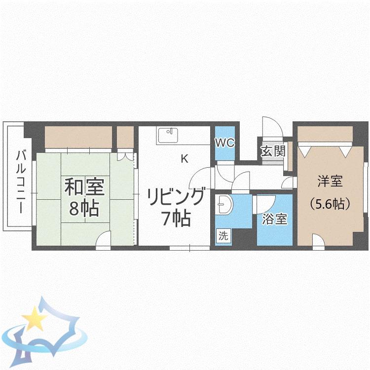 フィレンツェ札幌(2DK/7階)の間取り写真