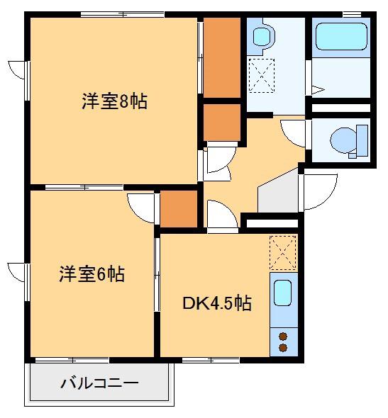 グランドール山王(2DK/2階)の間取り写真