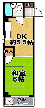プレアール三軒家東(1DK/4階)の間取り写真