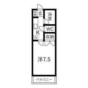 奥田アパートメント1(1K/1階)の間取り写真