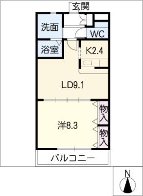 アンソレイユ(1LDK/1階)の間取り写真