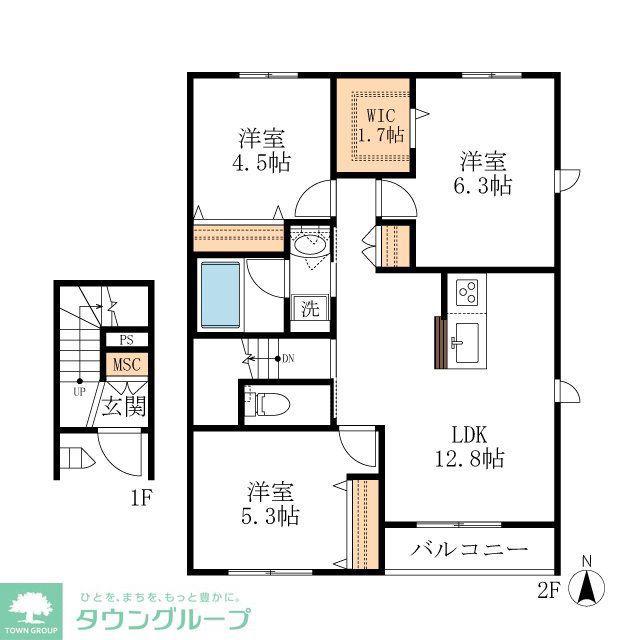 HEBEL けやき坂(3LDK/2階)の間取り写真