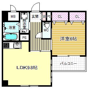 ぐらんしゃりお もあ(1LDK/4階)の間取り写真