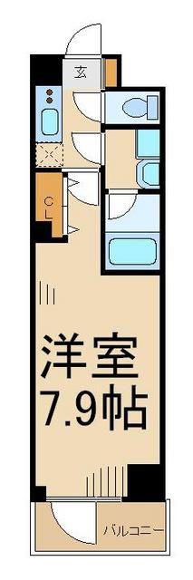 プライムアーバン白山(1K/9階)の間取り写真