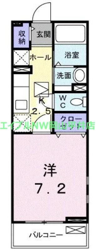 グリーンスプリングスB(1K/1階)の間取り写真