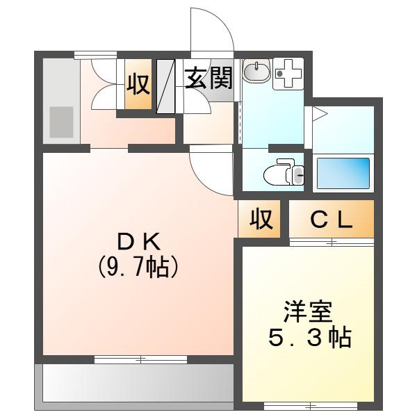 エターナル下見(1DK/3階)の間取り写真