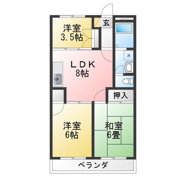 ハイツニューエイト(3LDK/3階)の間取り写真