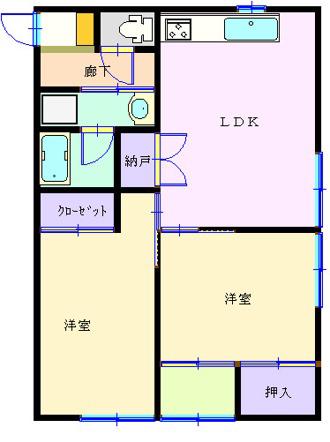 エバーライフ(2SLDK/1階)の間取り写真