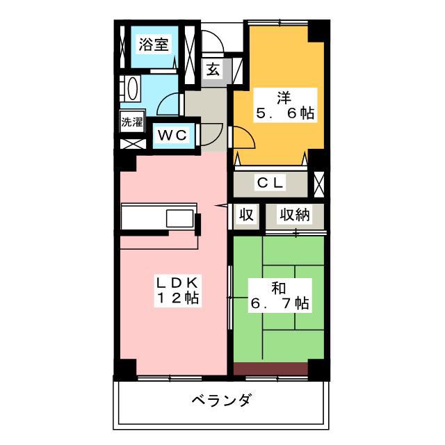 ル・ボア平喜(2LDK/3階)の間取り写真