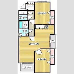 サンライズ櫻B棟JPMC(2LDK/3階)の間取り写真
