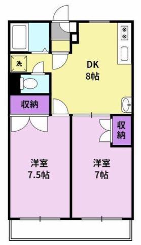 サンシャインコート東合川(2DK/2階)の間取り写真