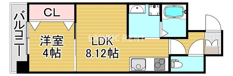 ヴェントゥーノ箱崎(1LDK/6階)の間取り写真