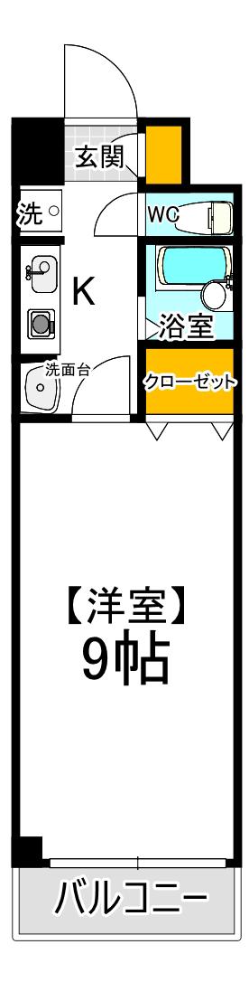 グランデール野田(1K/5階)の間取り写真