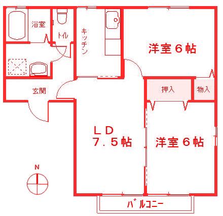 セジュール(2DK/1階)の間取り写真