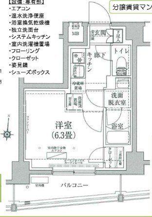 アイルプレミアム横浜ウエスト(1K/1階)の間取り写真