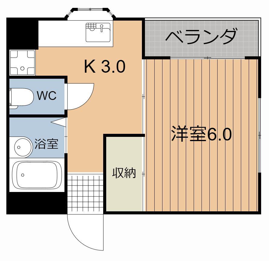 大野第一ビル(1K/4階)の間取り写真