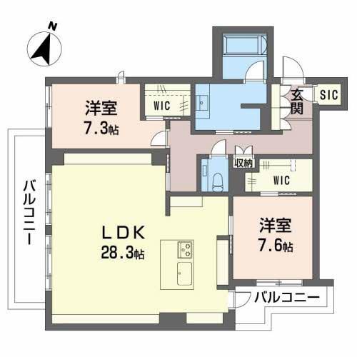 アゼリア ベガ芦屋業平町(2LDK/3階)の間取り写真