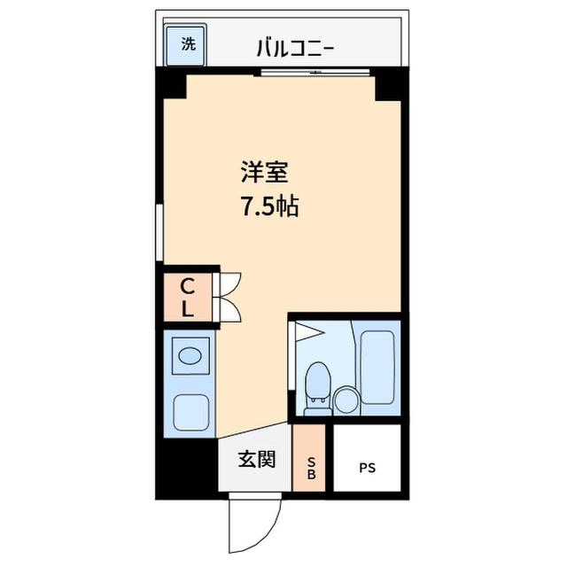 ラファエラ鳴尾Ⅱ(1K/4階)の間取り写真