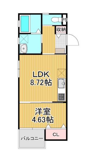 ティーレグノ野伏間(1LDK/2階)の間取り写真