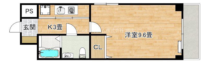 クリアグラン(1K/4階)の間取り写真