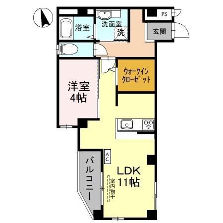 D-レジデンス玉川図書館前(1LDK/4階)の間取り写真