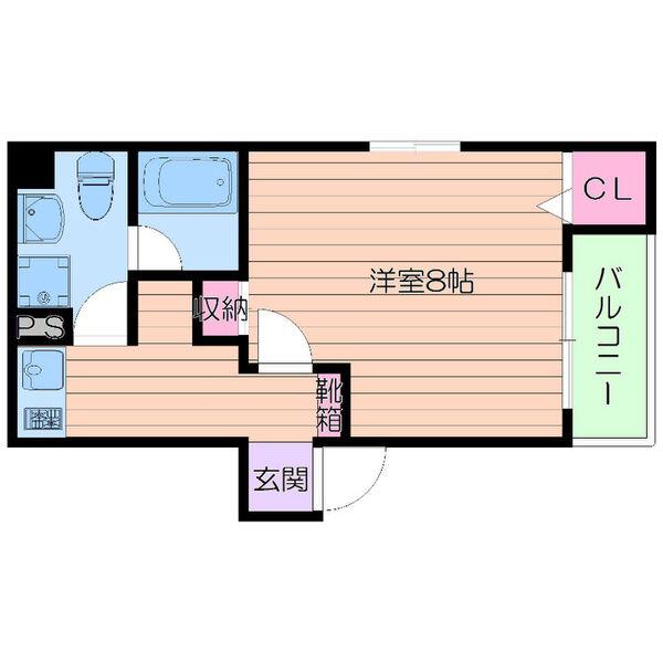 アムズコート勝山(1K/2階)の間取り写真