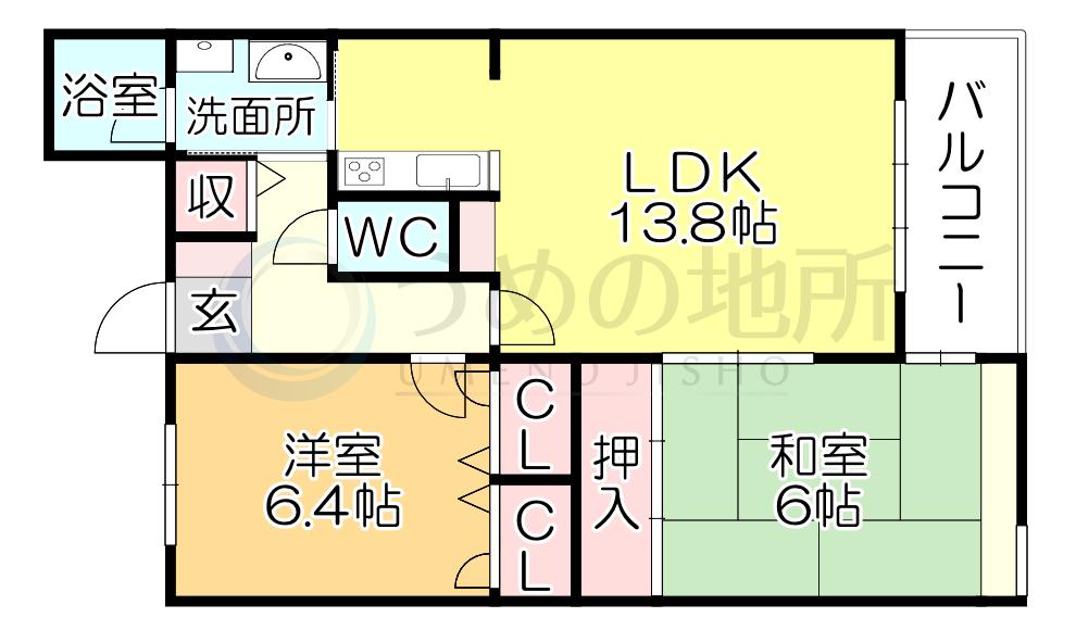 グランディア・デマラージュ(2LDK/4階)の間取り写真