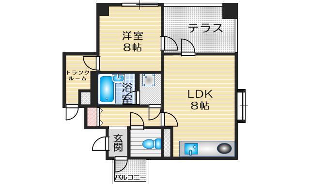 ハイム緑地公園(1LDK/2階)の間取り写真