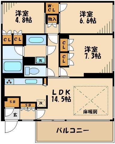 ガーデニエール砧 ウエスト(3LDK/6階)の間取り写真