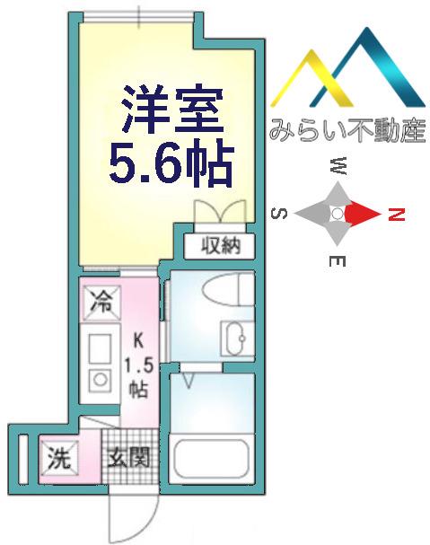 エルム山手(1K/1階)の間取り写真