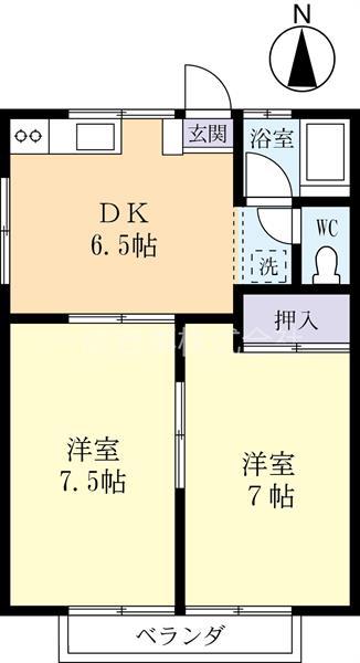 MINTハイツ佐貫(2DK/2階)の間取り写真