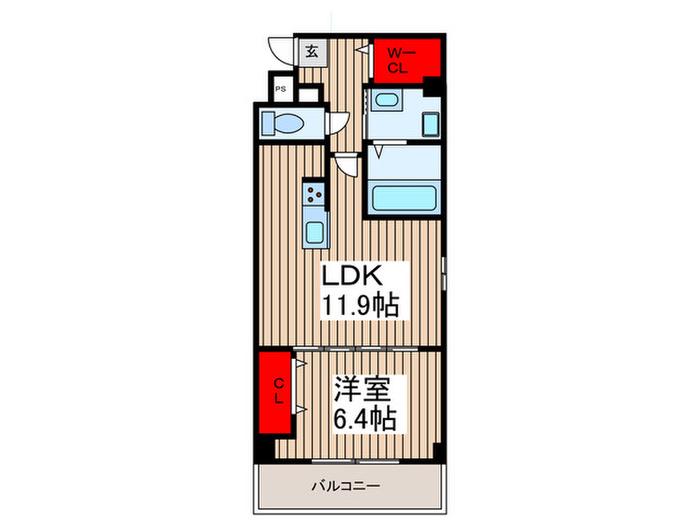 MQUARTO新座(1LDK/1階)の間取り写真