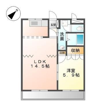 ビアン・フォンティーヌ(1LDK/2階)の間取り写真
