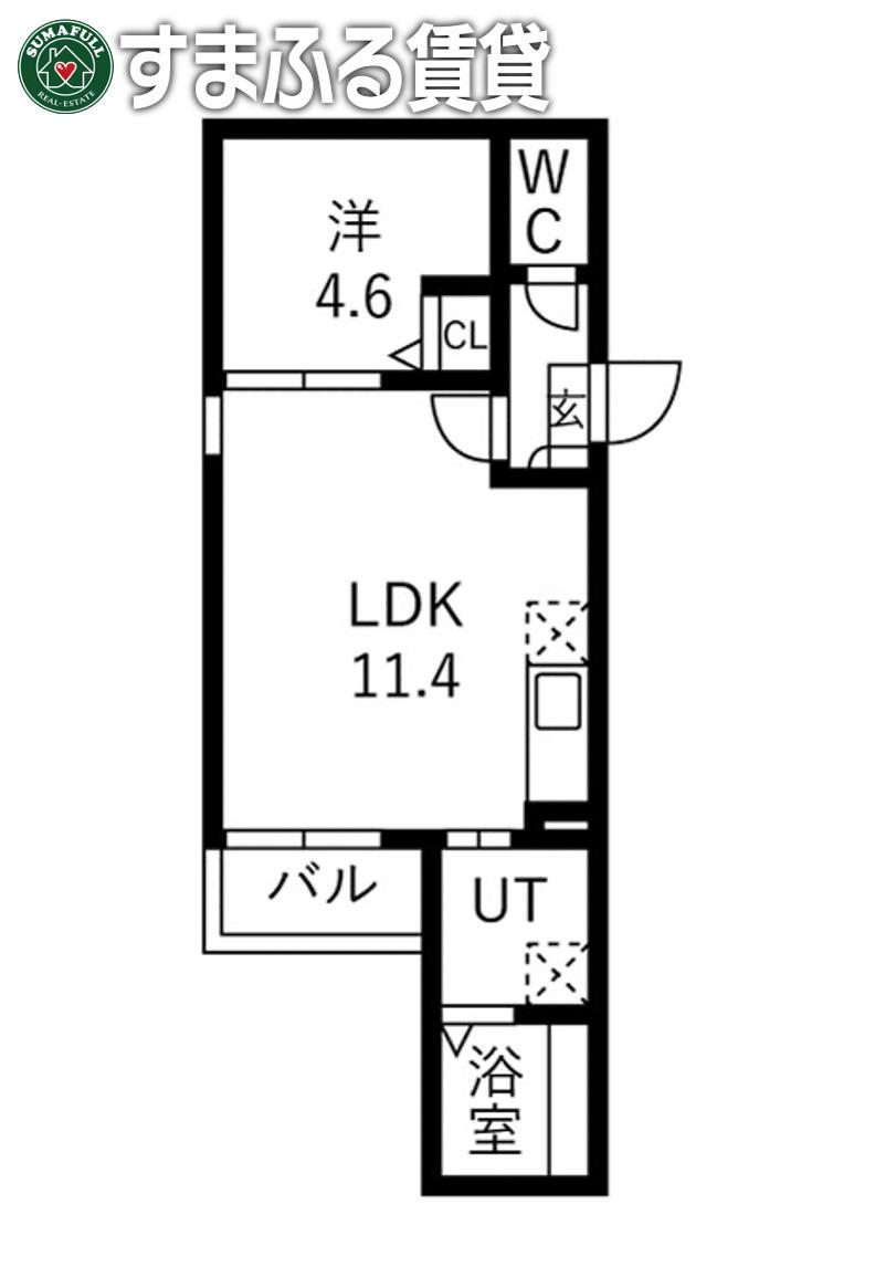 JACK SUMIYOSHII(1LDK/1階)の間取り写真