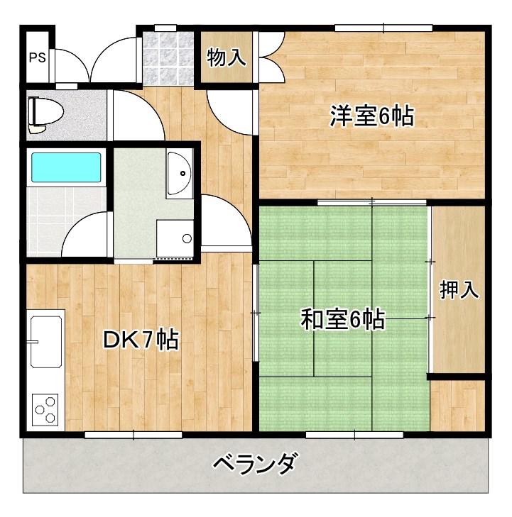 カサローゼ浜乃木 PARTII(2DK/2階)の間取り写真