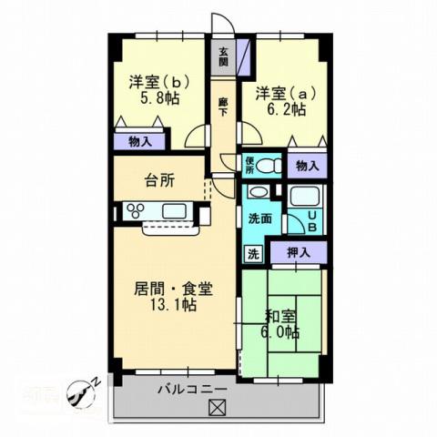 SQUARE今里(3LDK/3階)の間取り写真