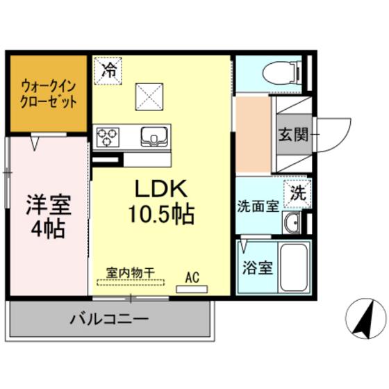 プレーゴ東雲本町(1LDK/1階)の間取り写真