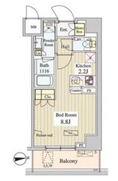 WASEDA APARTMENT ワセダアパートメント(ワンルーム/2階)の間取り写真