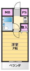 ヴェルナール春木(1K/1階)の間取り写真